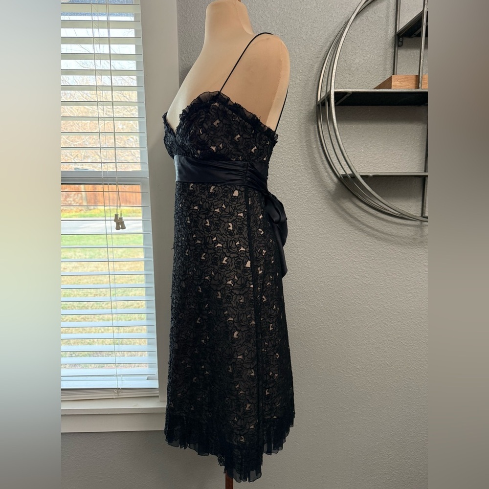 Y2K Silk Lace Overlay Dress Satin Banded Waistline Size 2‎ - Picture 4 of 7